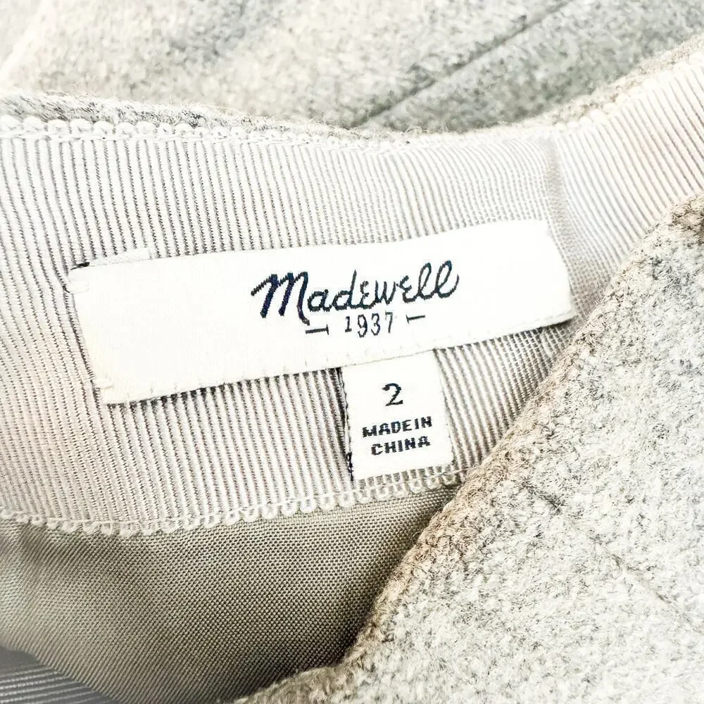 Madewell Gray Banded Pattern Pencil Skirt Wool Size 2